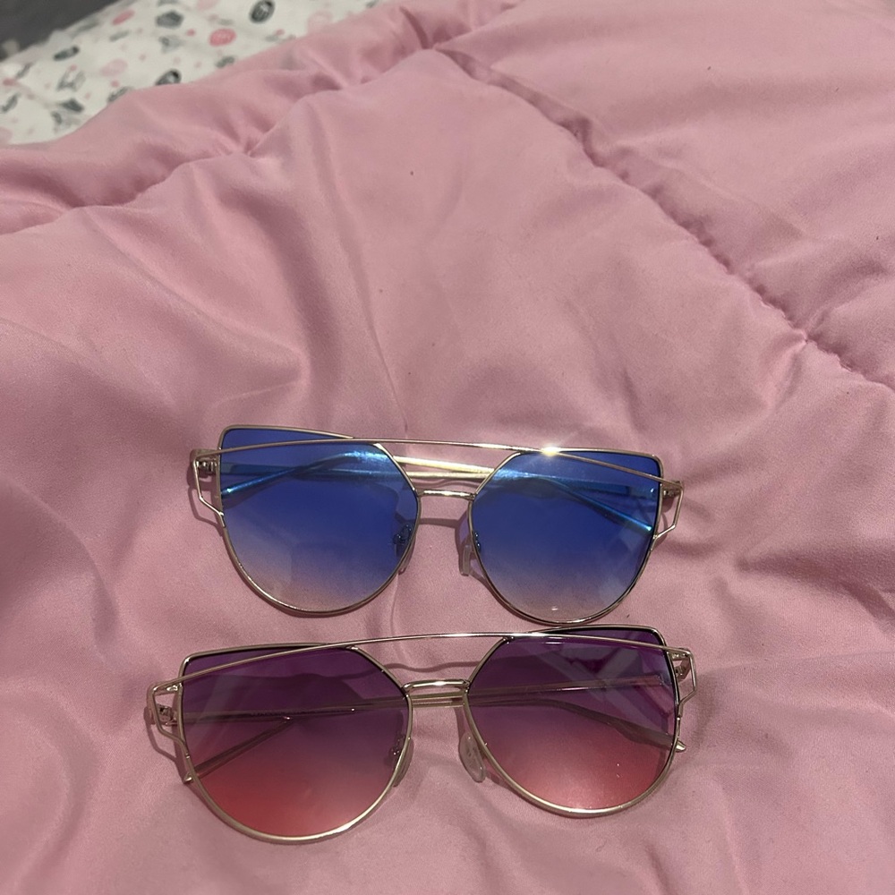 Gradient Aviator Sunglasses - Blue & Purple Lenses